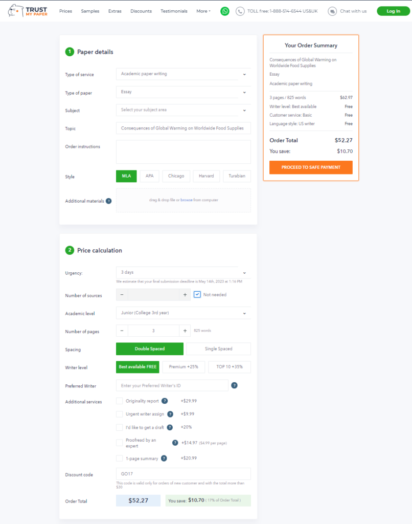 Trustmypaper order form